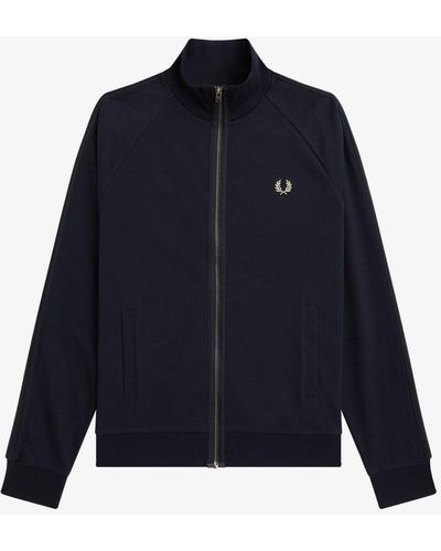 Fred Perry Knitted Tape Track Jacket - Blue