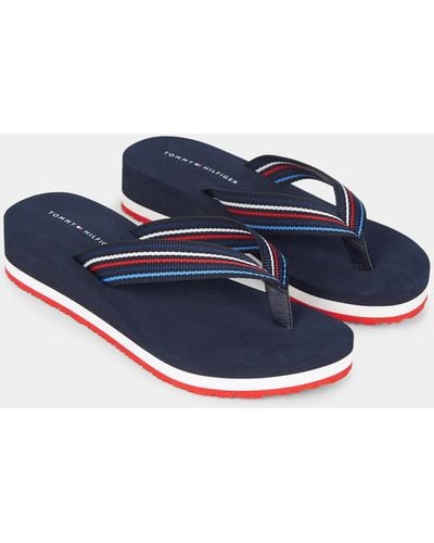 Tommy Hilfiger Wedge Stripes Beach Sandals - Blue