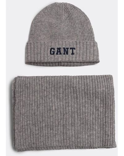 GANT Beanie & Scarf Gift Set - Gray