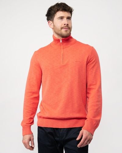GANT Cotton Flamme Half Zip Sweater - Pink