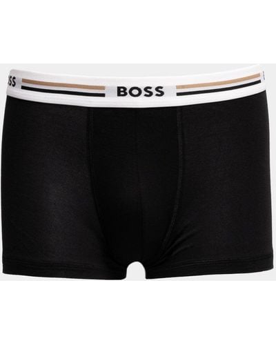 BOSS Revive 3-pack Soft-touch Stretch Trunks With Logo Waistbands - Black
