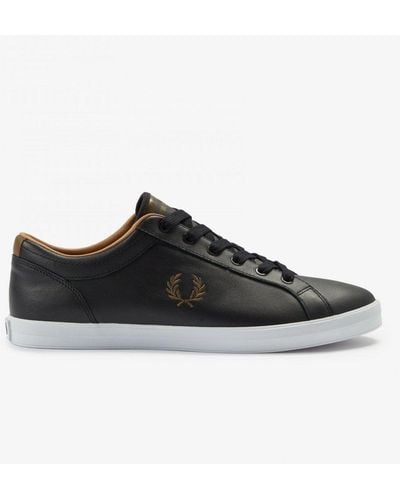 Fred Perry Baseline Leather Trainers - Black