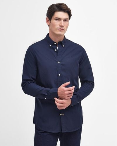 Barbour Crest Poplin Long Sleeve Tailored Shirt - Blue
