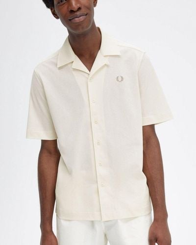 Fred Perry Woven Mesh Revere Collar Shirt - White