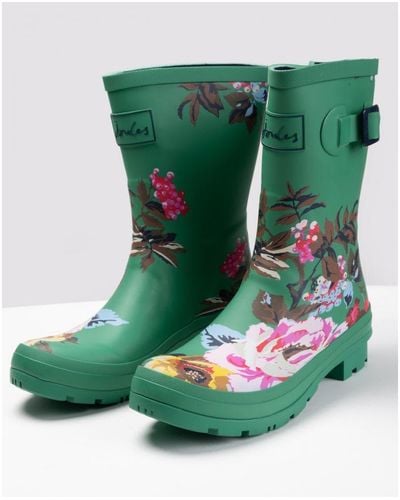 Joules Mid Height Printed Welly Molly Welly - Green