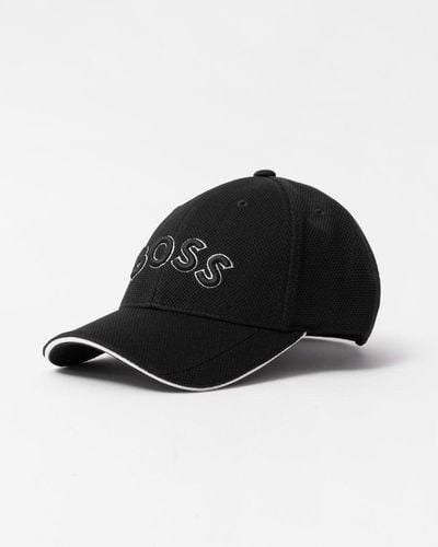 BOSS Cap-us Logo-embroidered Cap In Woven Piqué Nos - Black