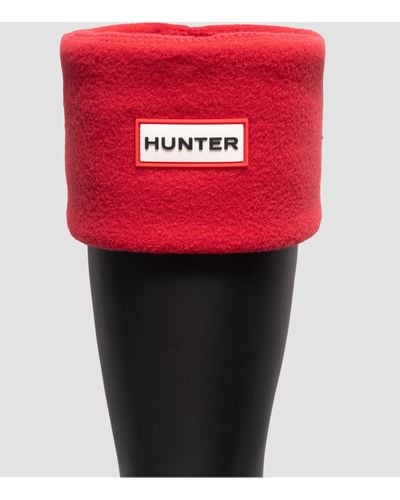 HUNTER Unisex Recycled Fleece Tall Boot Sock - Red