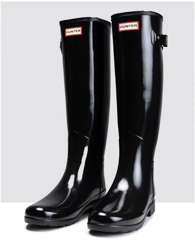 HUNTER Refined Tall Gloss Slim Fit Boots - Black