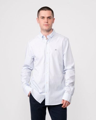 GANT Slim Fit Striped Poplin Shield Shirt - White