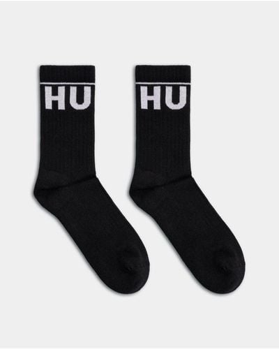 HUGO 2 Pack Qs Rib Iconic Combed Cotton Socks Nos - Black