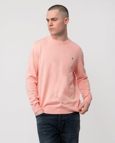 GANT Classic Cotton Crew Neck Sweater - Pink