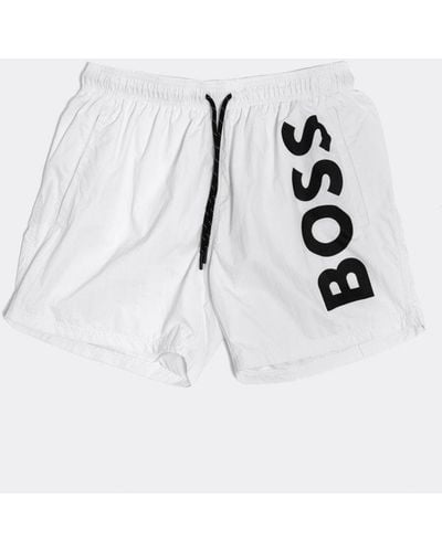 BOSS Octopus Quick-drying Swim Shorts With Large Contrast Logo - Black