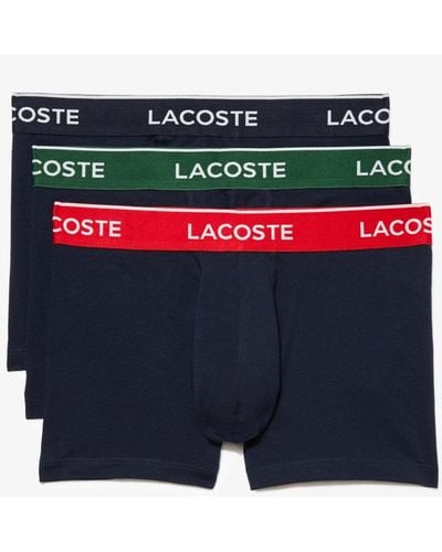 Lacoste 3 Pack Contrast Casual Trunks - Blue