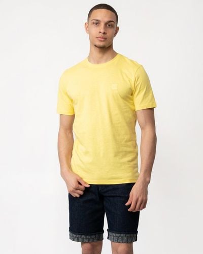 BOSS Tales Cotton-jersey T-shirt With Logo Patch - Yellow