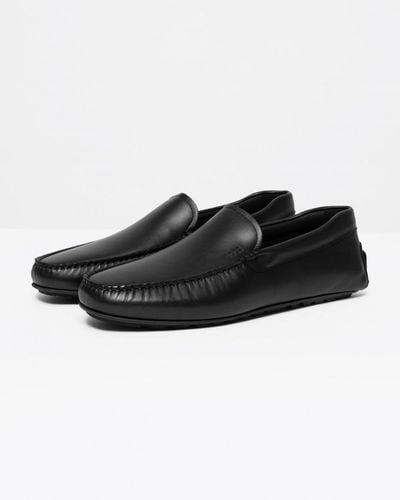 BOSS Noel Nappa Leather Moccasins With Driver Sole And Full Lining - Black
