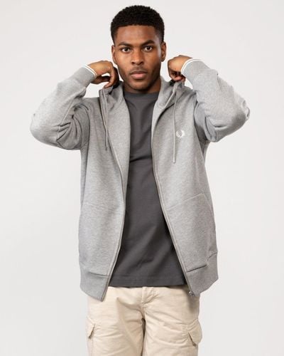 Fred Perry Zip Through Hoodie - Gray