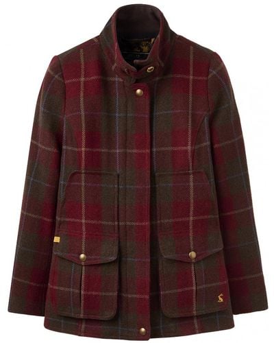 Joules Fieldcoat Tweed Womens Coat (z) - Red