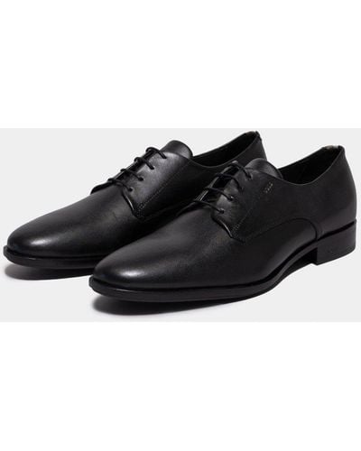 BOSS Colby Leather Derby Shoes With Embossed Logo Nos - Black