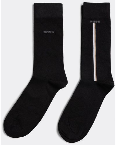 BOSS 2-pack Regular Length Organic Cotton Blend Socks - Black