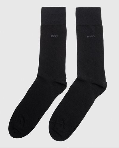 BOSS 5 Pack Regular Length Uni Color Combed Cotton Socks - Black