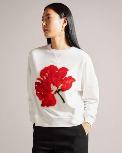 Ted Baker Marelaa Boucle Flower Sweatshirt - Red