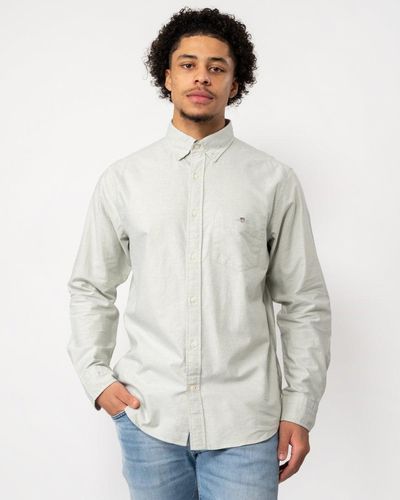 GANT Regular Fit Long Sleeve Oxford Shirt - Natural