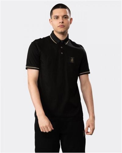 Armani Exchange A|x Patch Logo Polo Shirt - Black