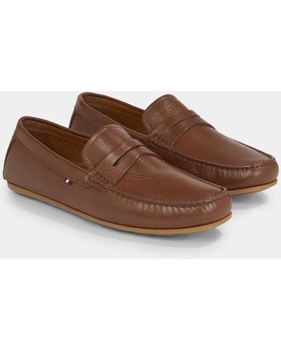 Tommy Hilfiger Casual Hilfiger Leather Driving Shoes - Brown