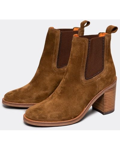 Penelope Chilvers Paloma Suede Heeled Chelsea Boots - Brown