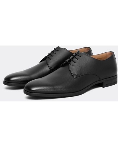 BOSS Kensington Embossed Leather Derby Shoes With Rubber Outsole Nos - Black