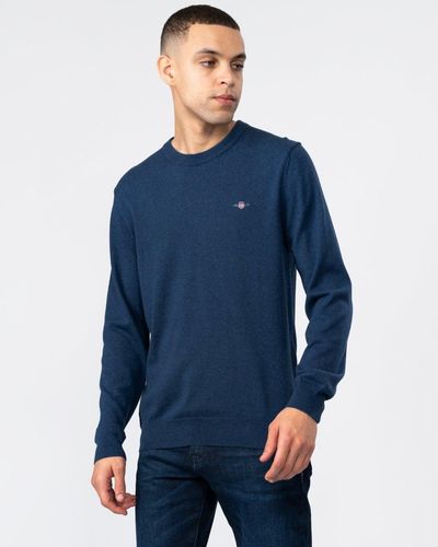 GANT Cotton Wool Crew Neck Sweater - Blue