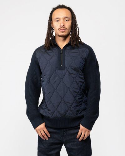 BOSS Kometto Quilted Quarter Zip Cardigan - Blue