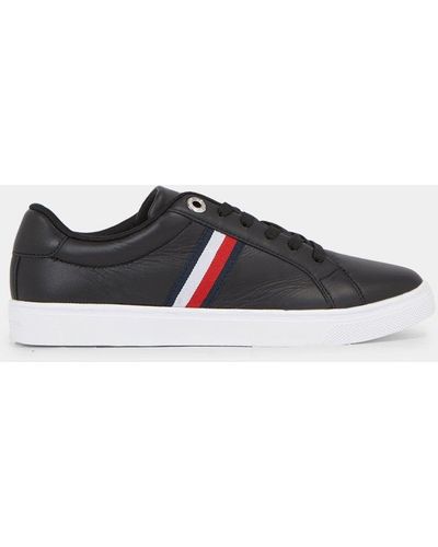Tommy Hilfiger Essential Stripes Court Sneakers - Black