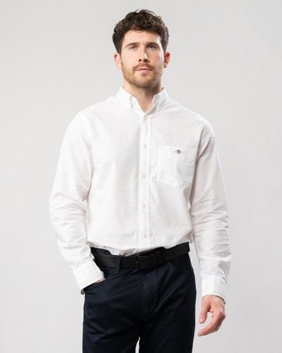 GANT Regular Cotton Linen Shirt - White