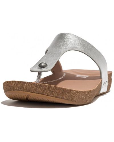 Fitflop Iqushion Metallic-leather Toe-post Sandals - Multicolour