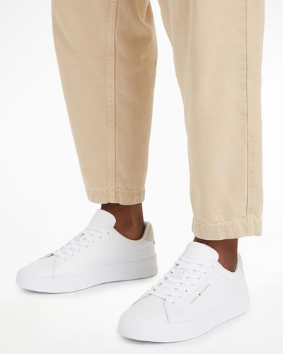 Tommy Hilfiger Th Leather Court Trainers - Natural