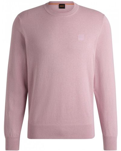 BOSS Kanovano Cotton-cashmere Crew Neck Sweater - Pink