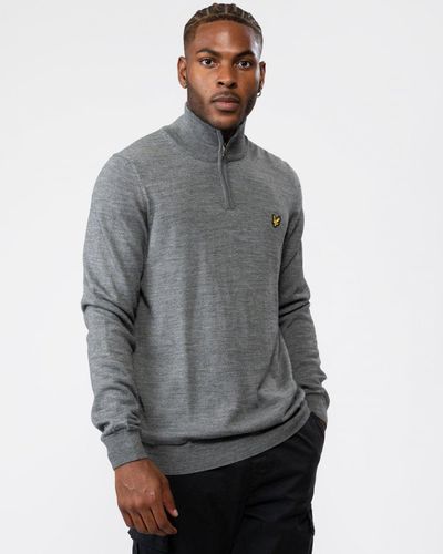 Lyle & Scott Quarter-zip Merino Sweater - Gray