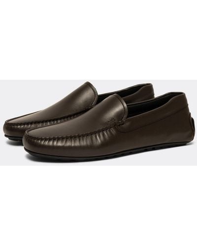 BOSS Noel Nappa Leather Moccasins With Driver Sole And Full Lining - Brown