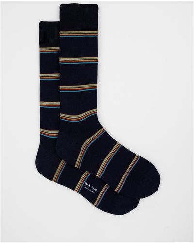 Paul Smith Multi Signature Stripe Socks - Blue