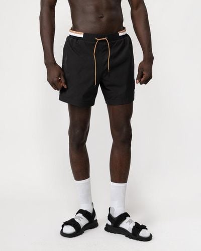 BOSS Isle Ripstop-fabric Swim Shorts With Contrast Logo - Black