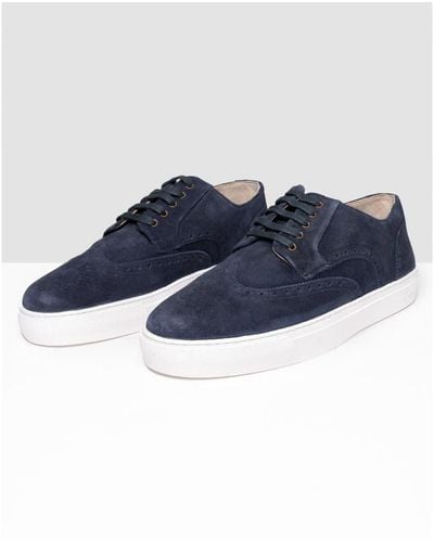 Oliver Sweeney Burwell Suede Brogue Trainers - Blue