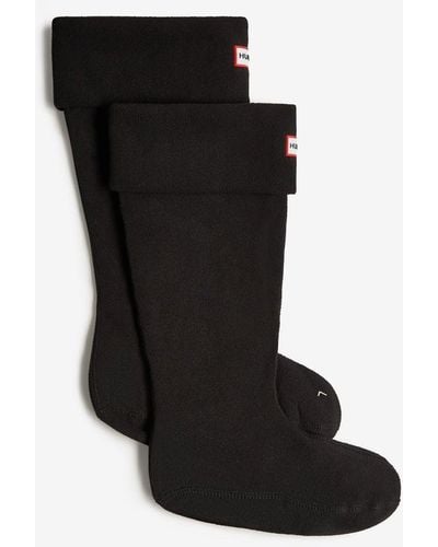 HUNTER Unisex Recycled Fleece Tall Boot Sock - Black