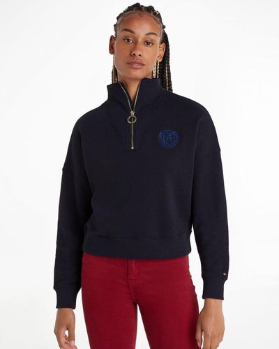 Tommy Hilfiger Relax Small Crest Half-zip Sweatshirt - Blue