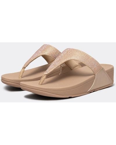 Fitflop Lulu Crystal Embellished Toe-post Sandals - Natural