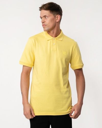 BOSS Passenger Stretch-cotton Slim-fit Polo Shirt With Logo Patch - Yellow