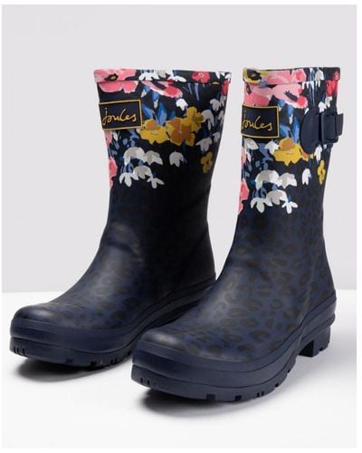 Joules Mid Height Printed Welly Molly Welly - Blue