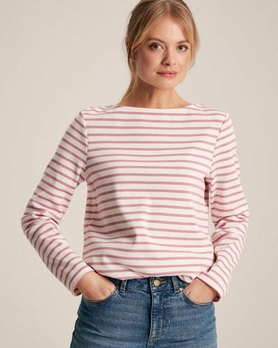 Joules New Harbour Striped Breton Top - Pink