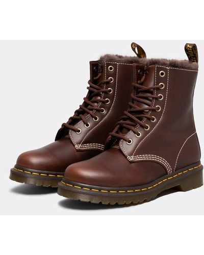 Dr. Martens 1460 Serena Pull Up Faux Fur Lined Boots - Brown