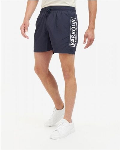 Barbour Large Logo Swim Shorts - Blue